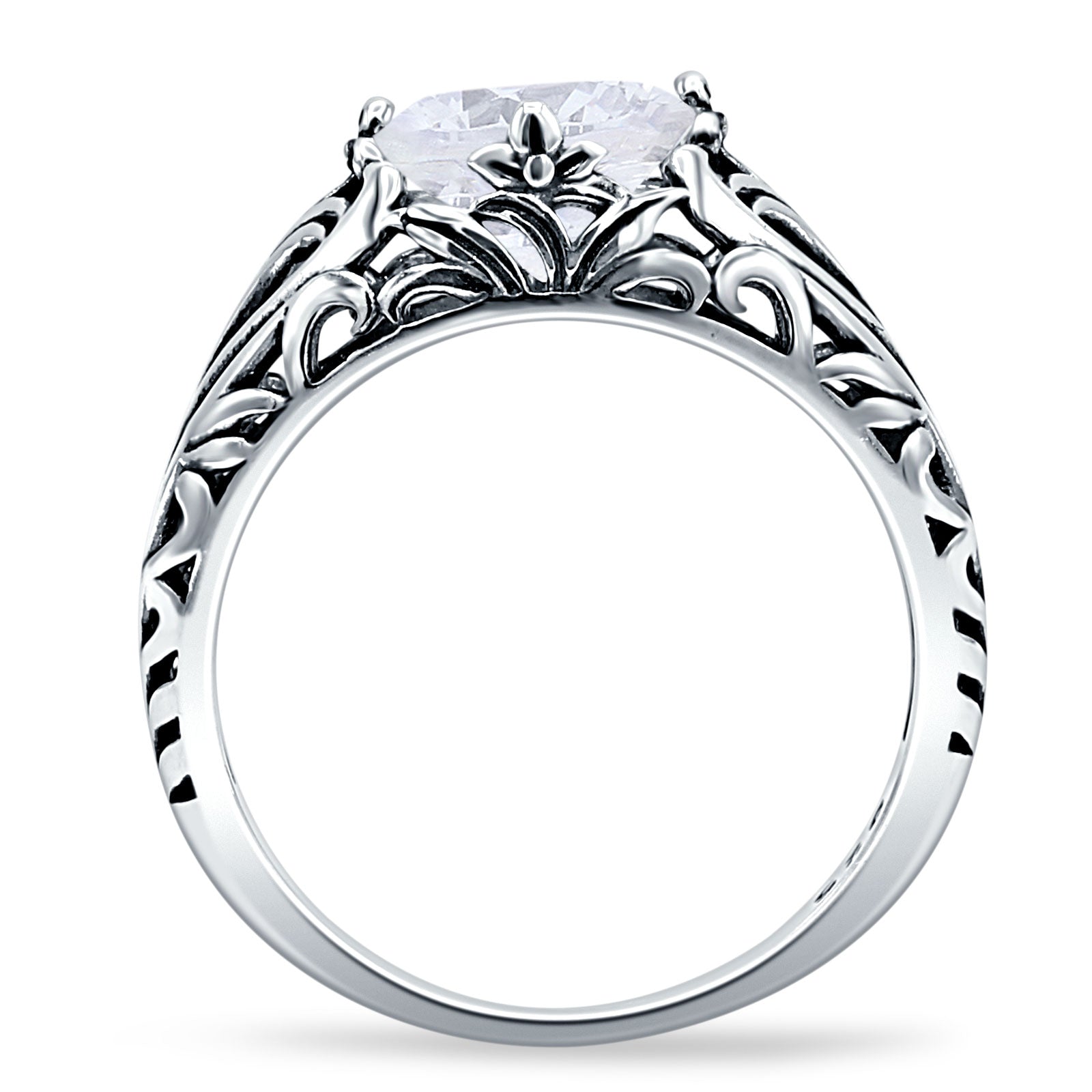 Round CZ Floral Ring