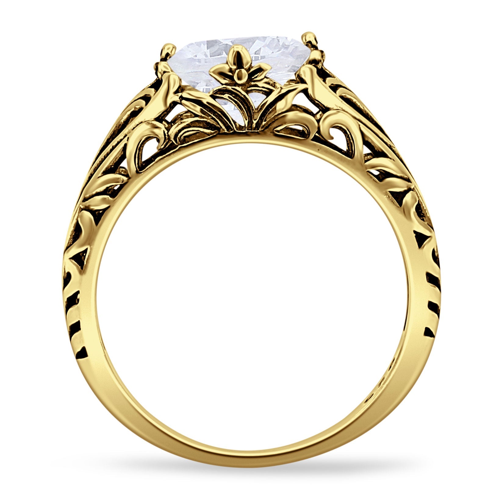 Round CZ Floral Ring