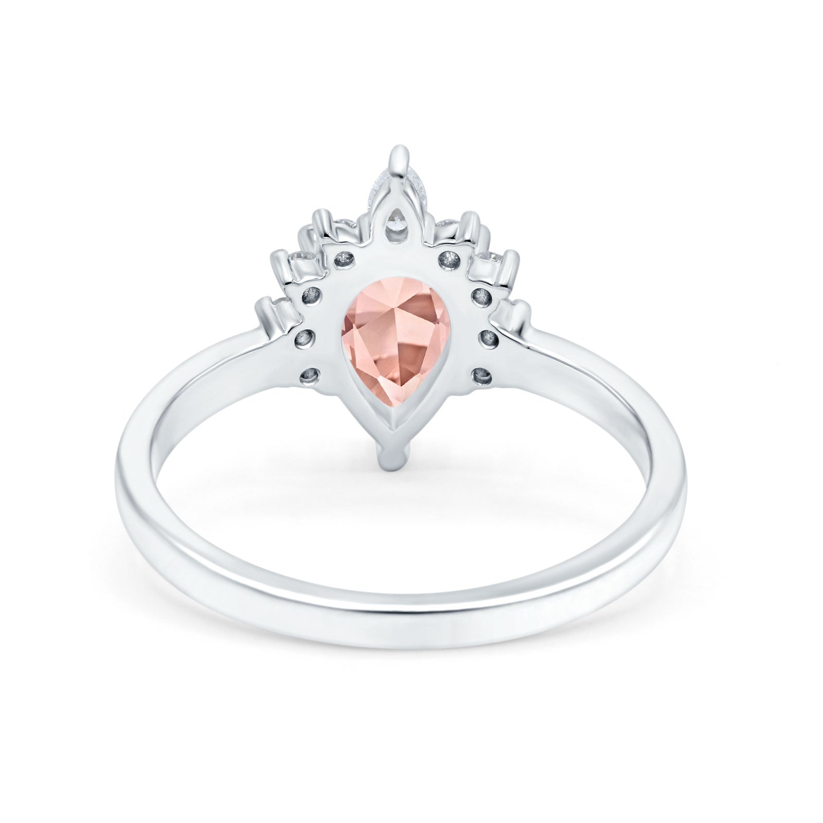 Teardrop Art Deco Pear Wedding Engagement Ring Round CZ 925 Sterling Silver