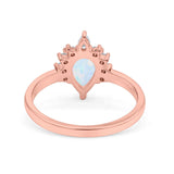 Teardrop Art Deco Pear Wedding Engagement Ring Round CZ 925 Sterling Silver