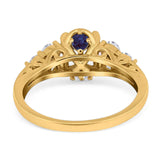 Vintage Style Round Natural Stone Filigree Ring