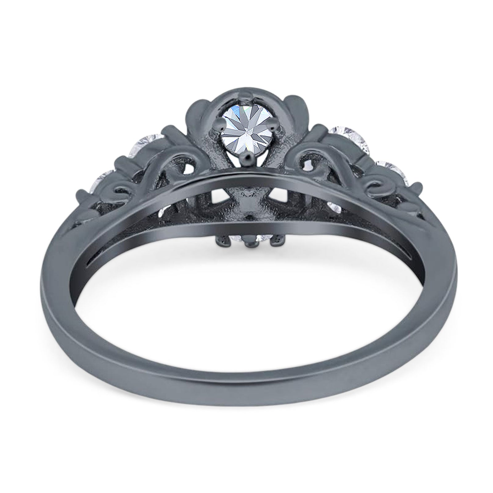 Vintage Style Round Natural Stone Filigree Ring