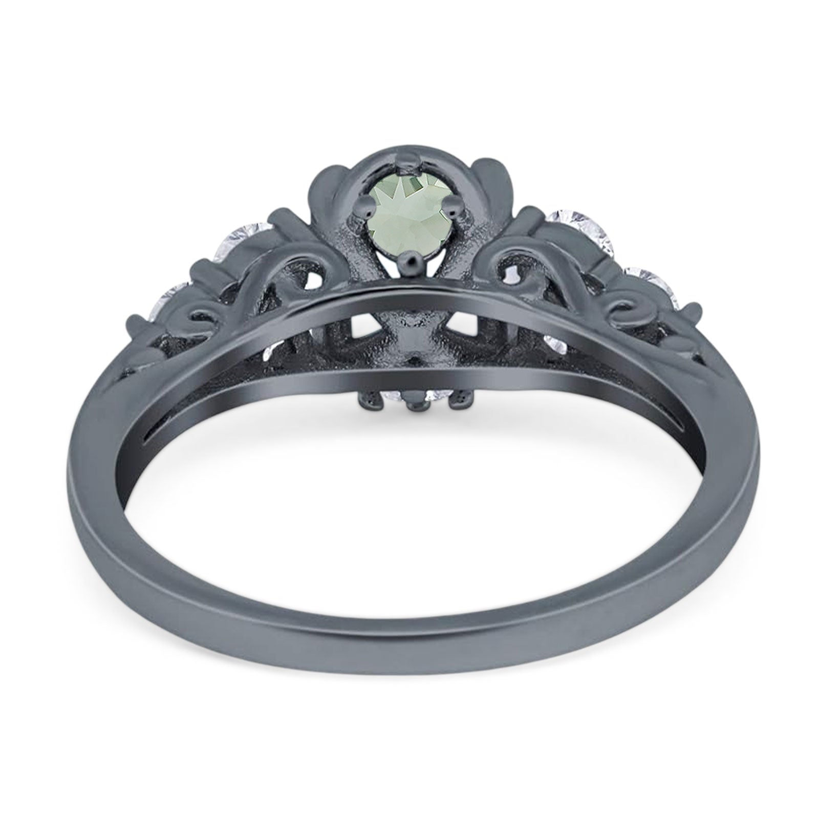 Vintage Style Round Natural Stone Filigree Ring