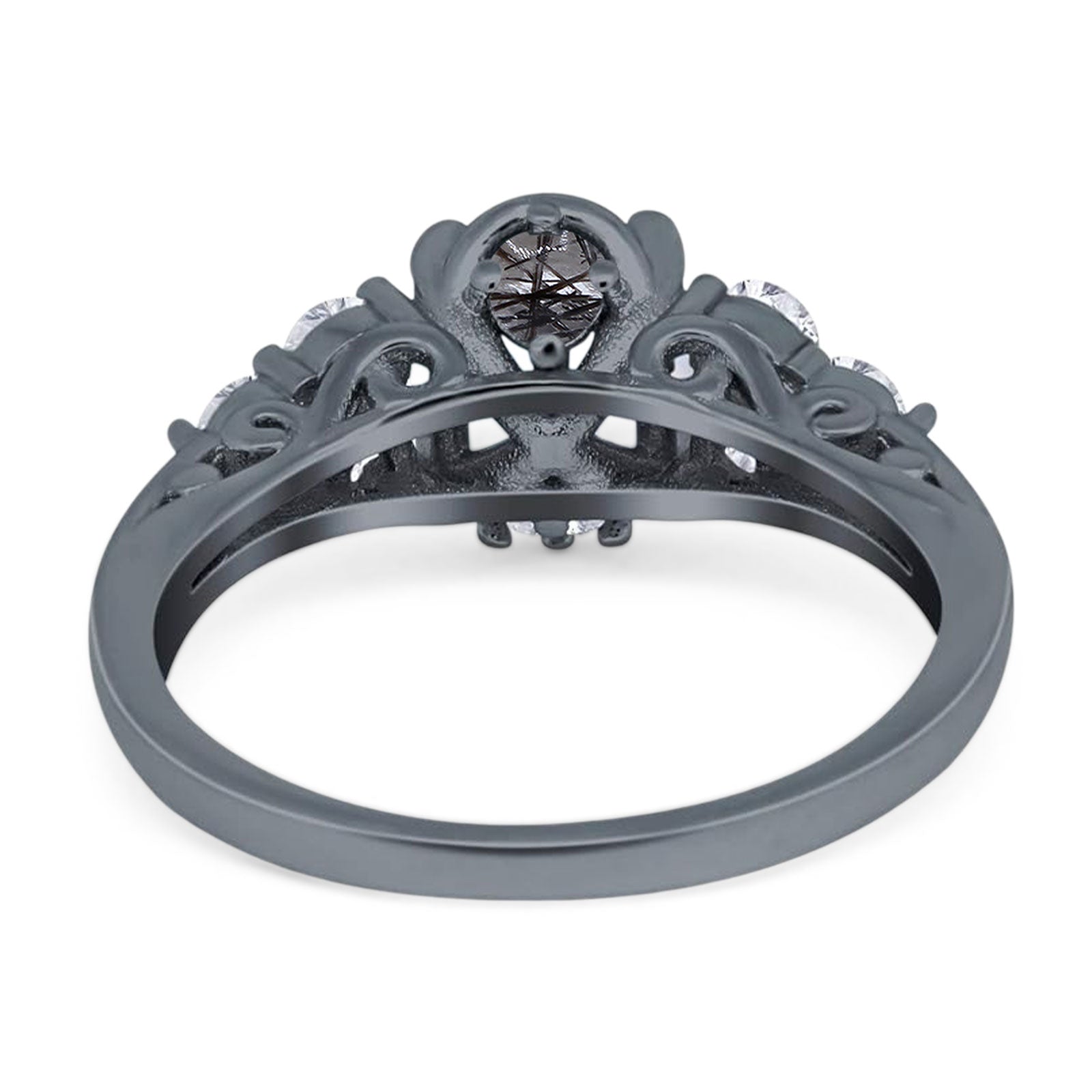 Vintage Style Round Natural Stone Filigree Ring