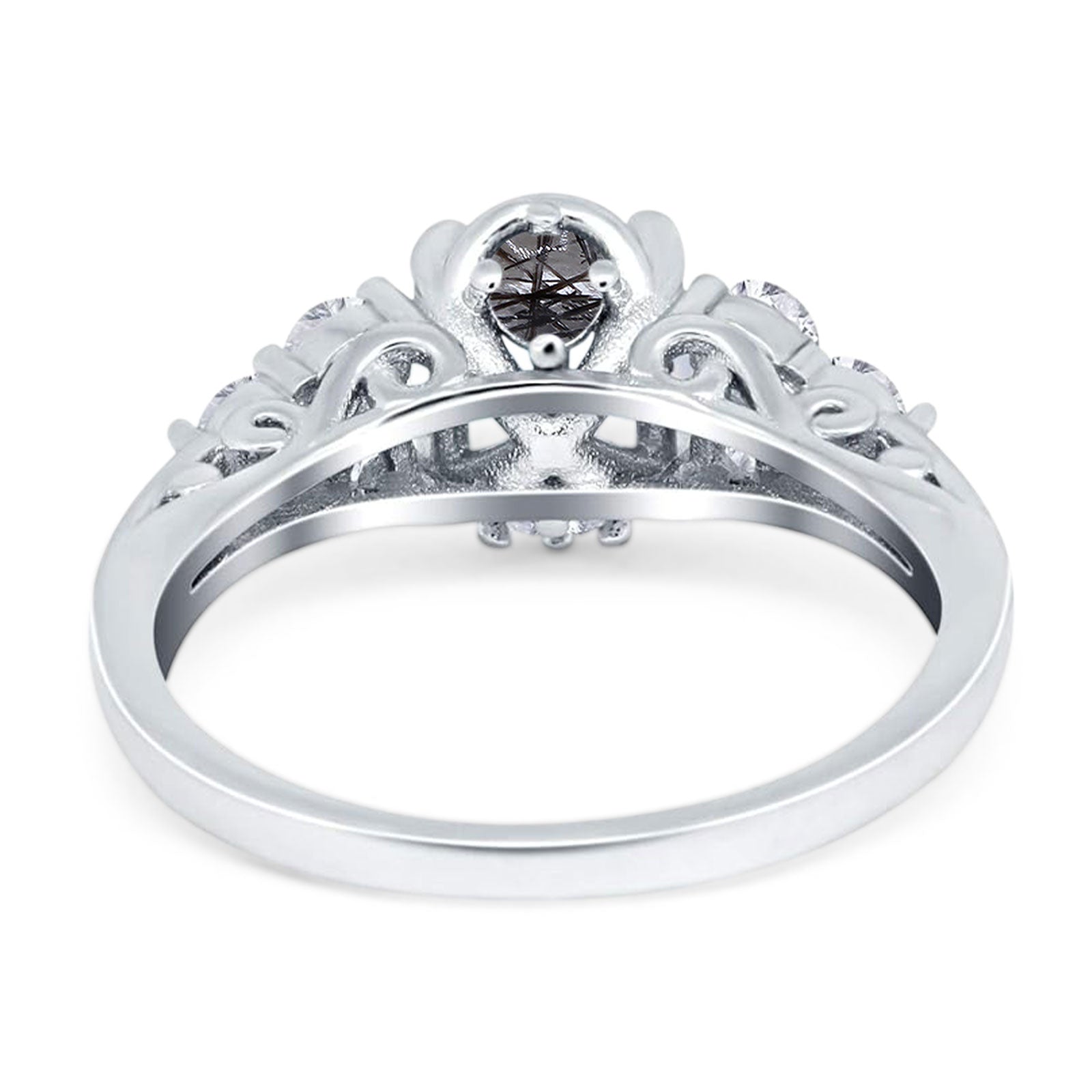 Vintage Style Round Natural Stone Filigree Ring
