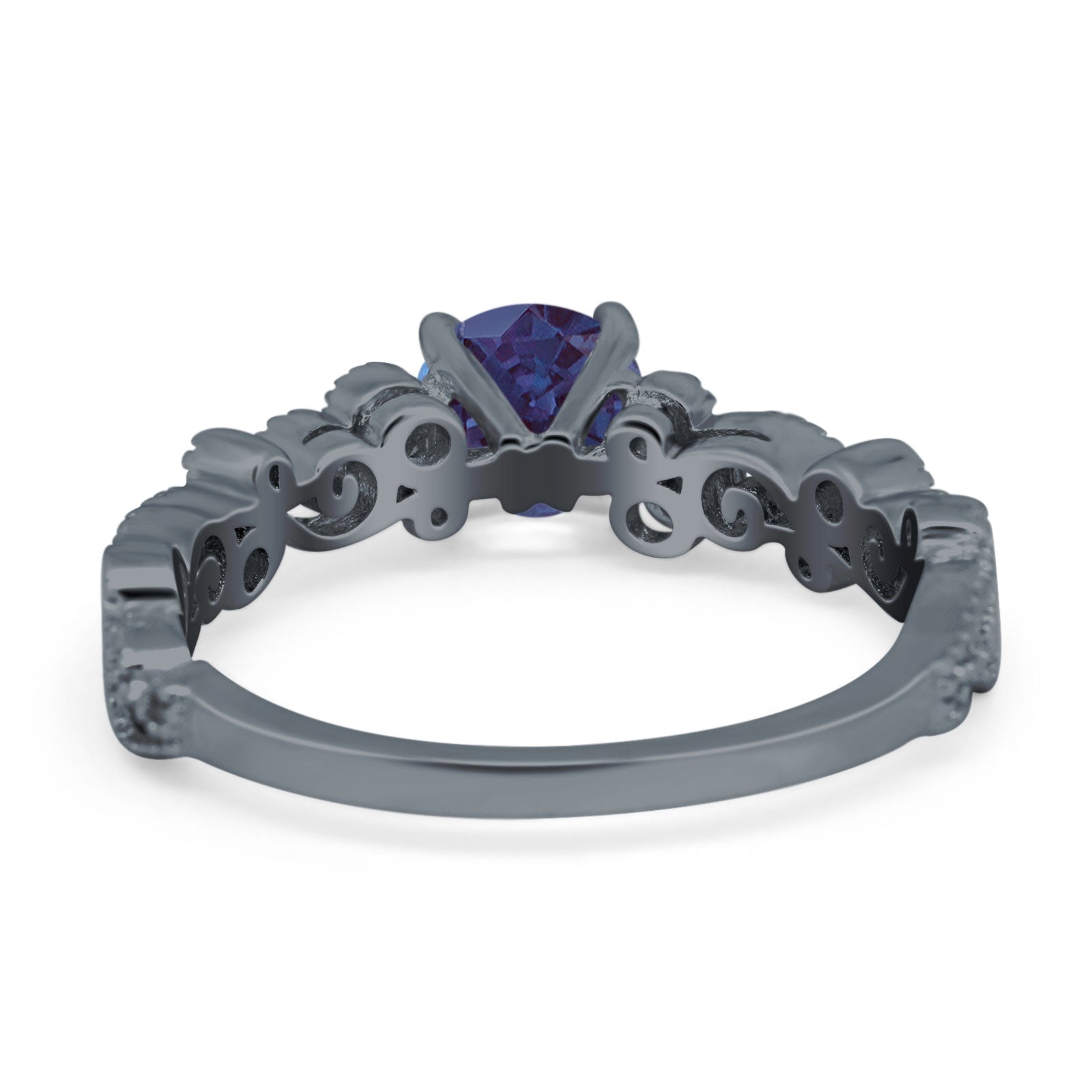 Round Natural Stone Filigree Beaded Ring