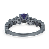 Round Natural Stone Filigree Beaded Ring