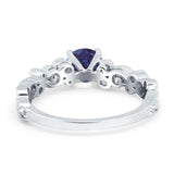 Round Natural Stone Filigree Beaded Ring