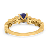 Round Natural Stone Filigree Beaded Ring
