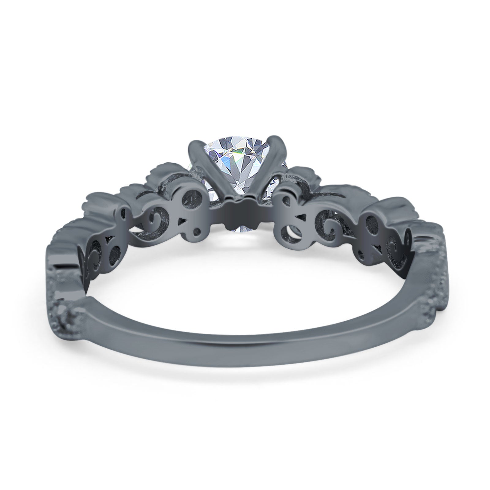 Round Natural Stone Filigree Beaded Ring