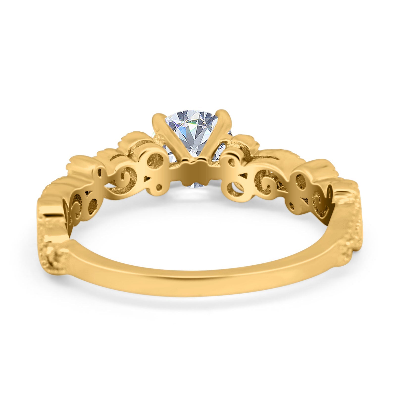 Round Natural Stone Filigree Beaded Ring