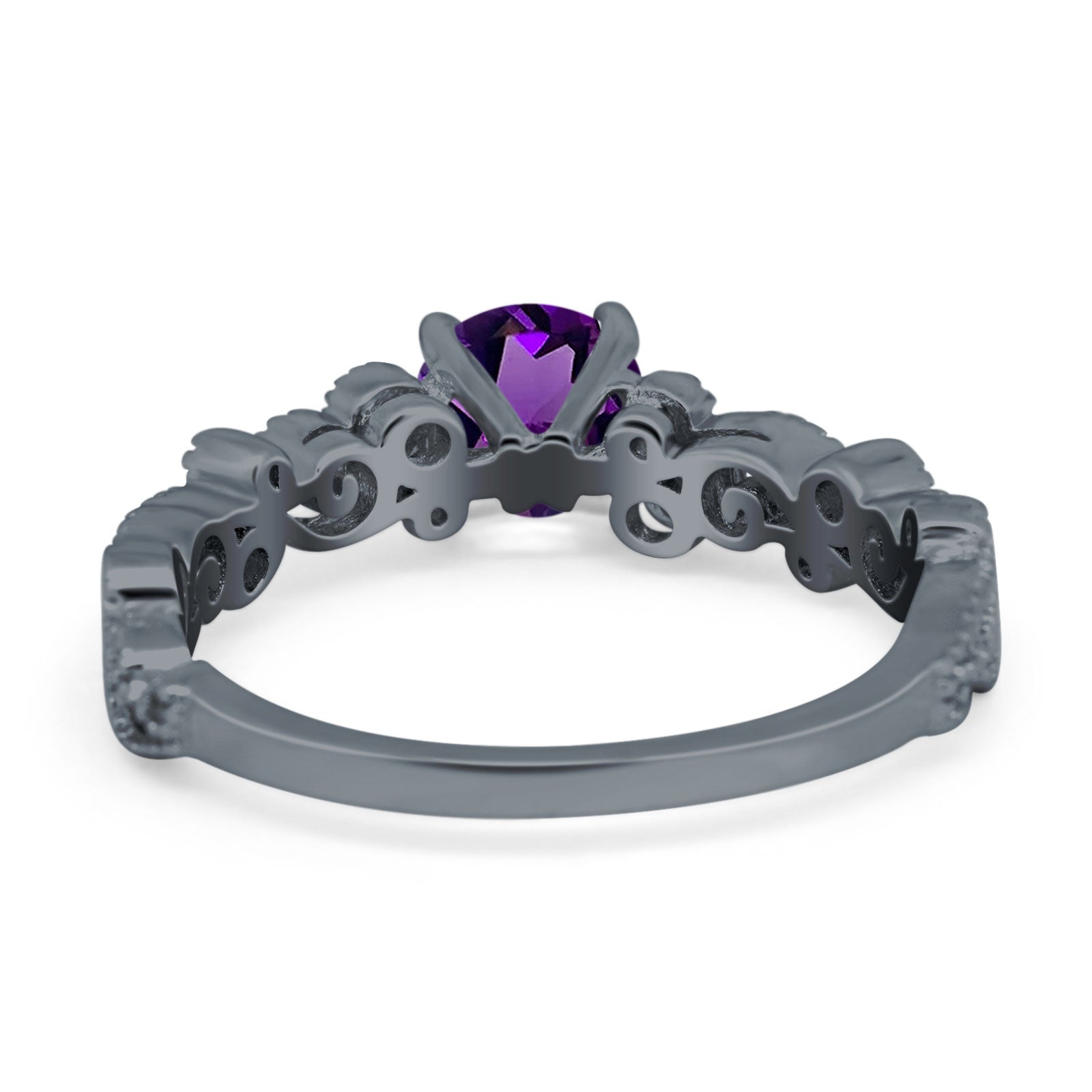 Round Natural Stone Filigree Beaded Ring