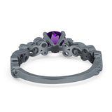 Round Natural Stone Filigree Beaded Ring