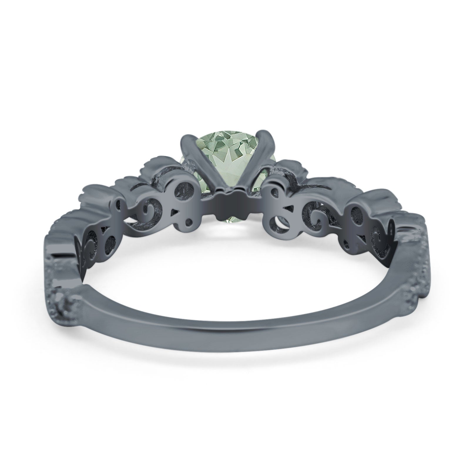 Round Natural Stone Filigree Beaded Ring