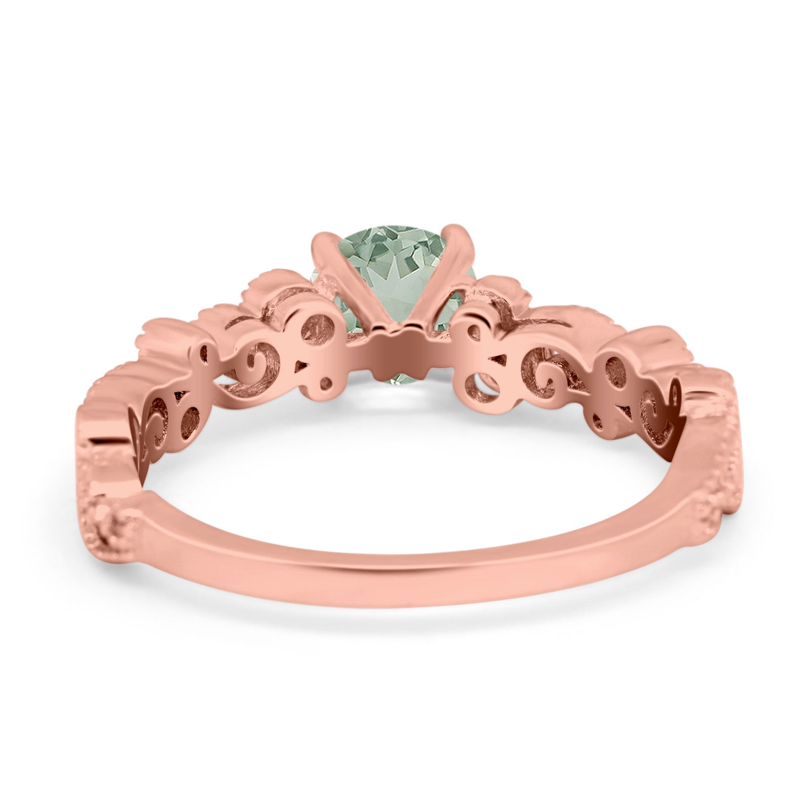 Round Natural Stone Filigree Beaded Ring