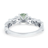 Round Natural Stone Filigree Beaded Ring