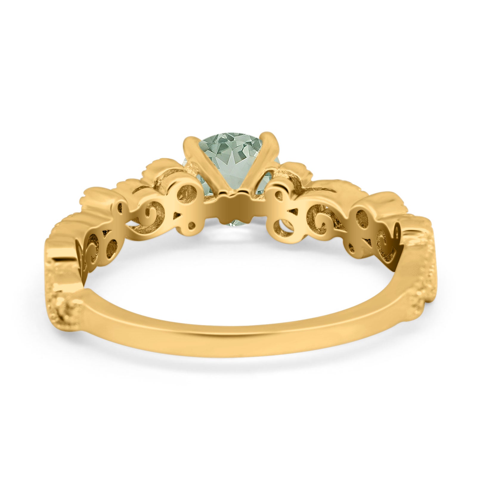 Round Natural Stone Filigree Beaded Ring