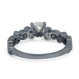Round Natural Stone Filigree Beaded Ring