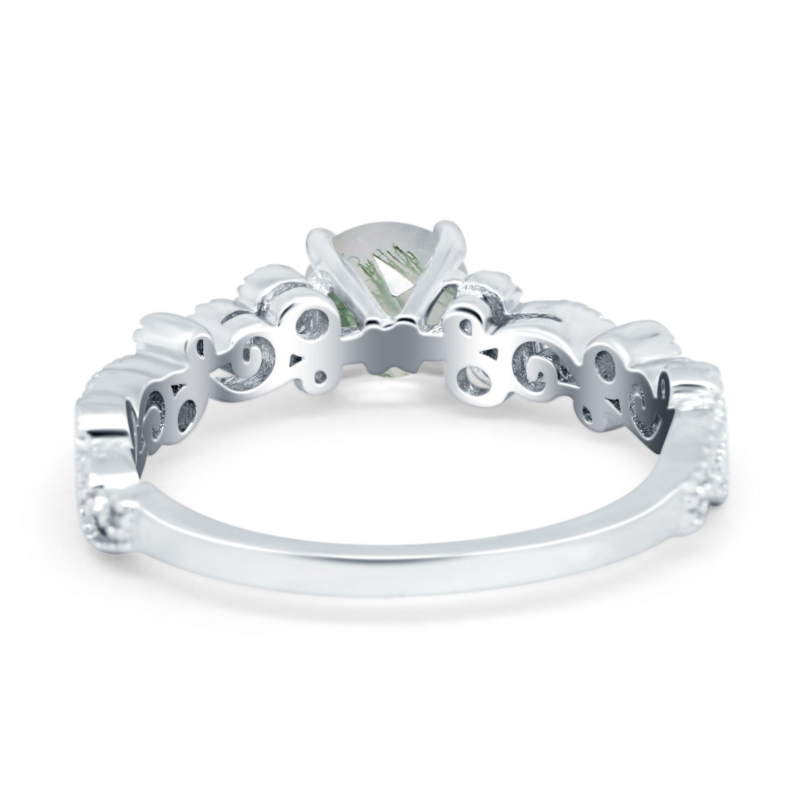 Round Natural Stone Filigree Beaded Ring