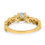 Round Natural Stone Filigree Beaded Ring