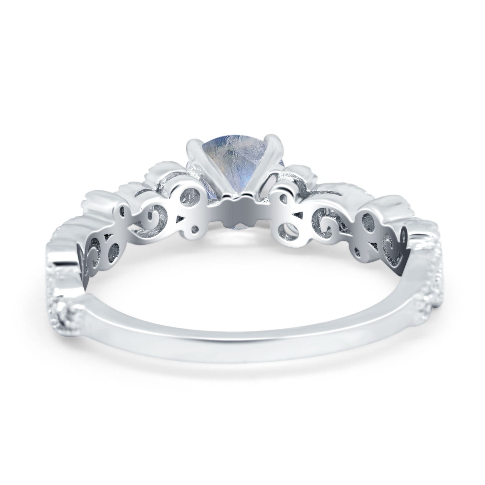 Round Natural Stone Filigree Beaded Ring