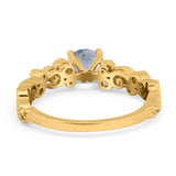 Round Natural Stone Filigree Beaded Ring