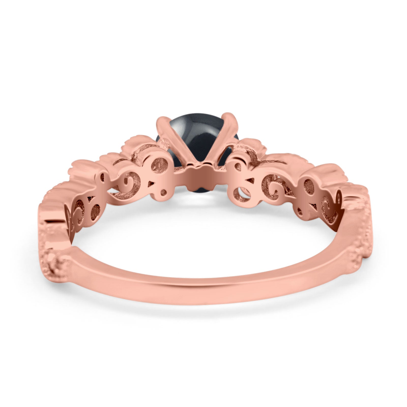 Round Natural Stone Filigree Beaded Ring
