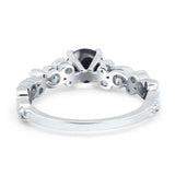 Round Natural Stone Filigree Beaded Ring