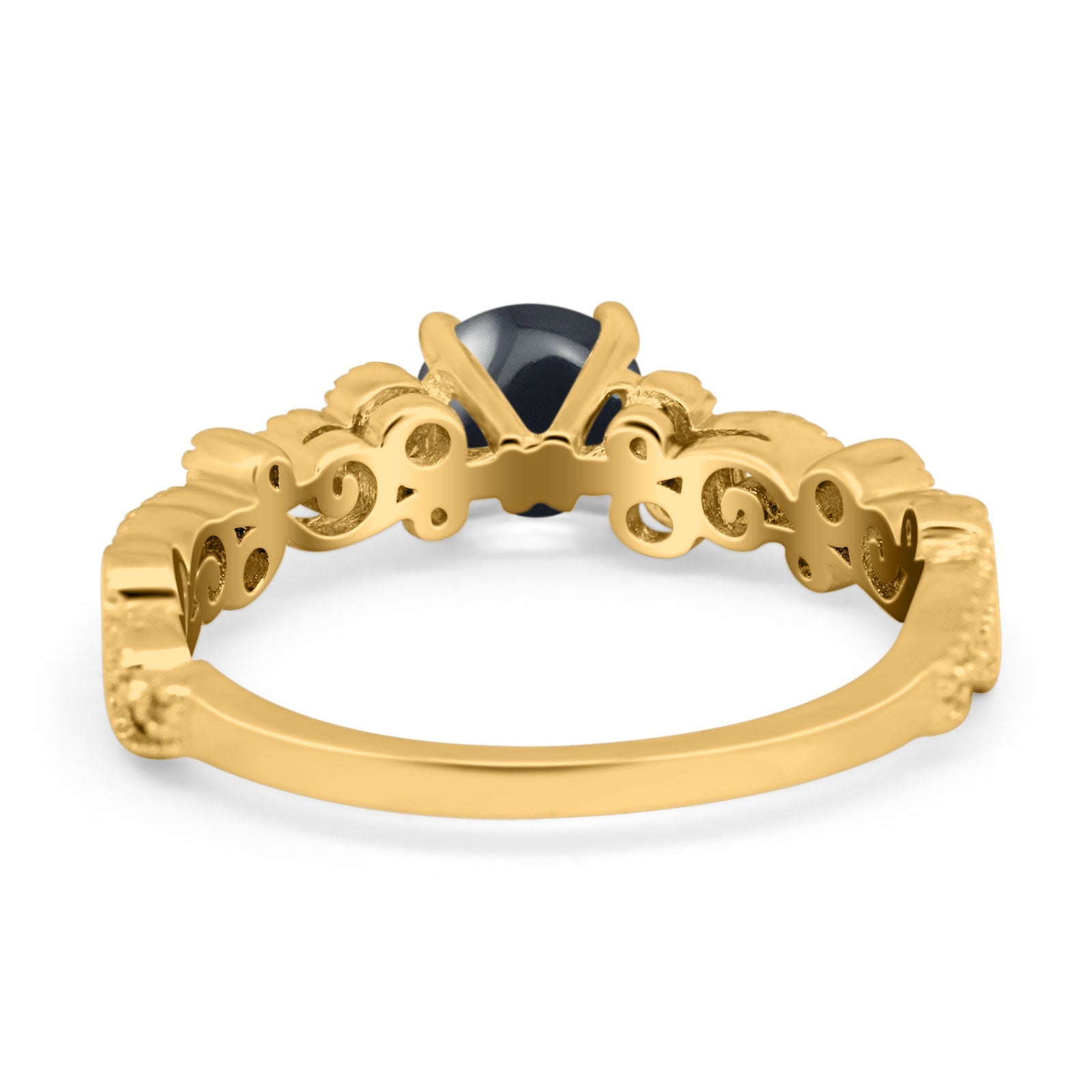 Round Natural Stone Filigree Beaded Ring