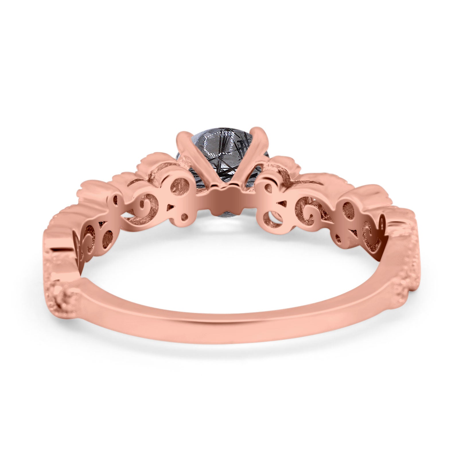 Round Natural Stone Filigree Beaded Ring