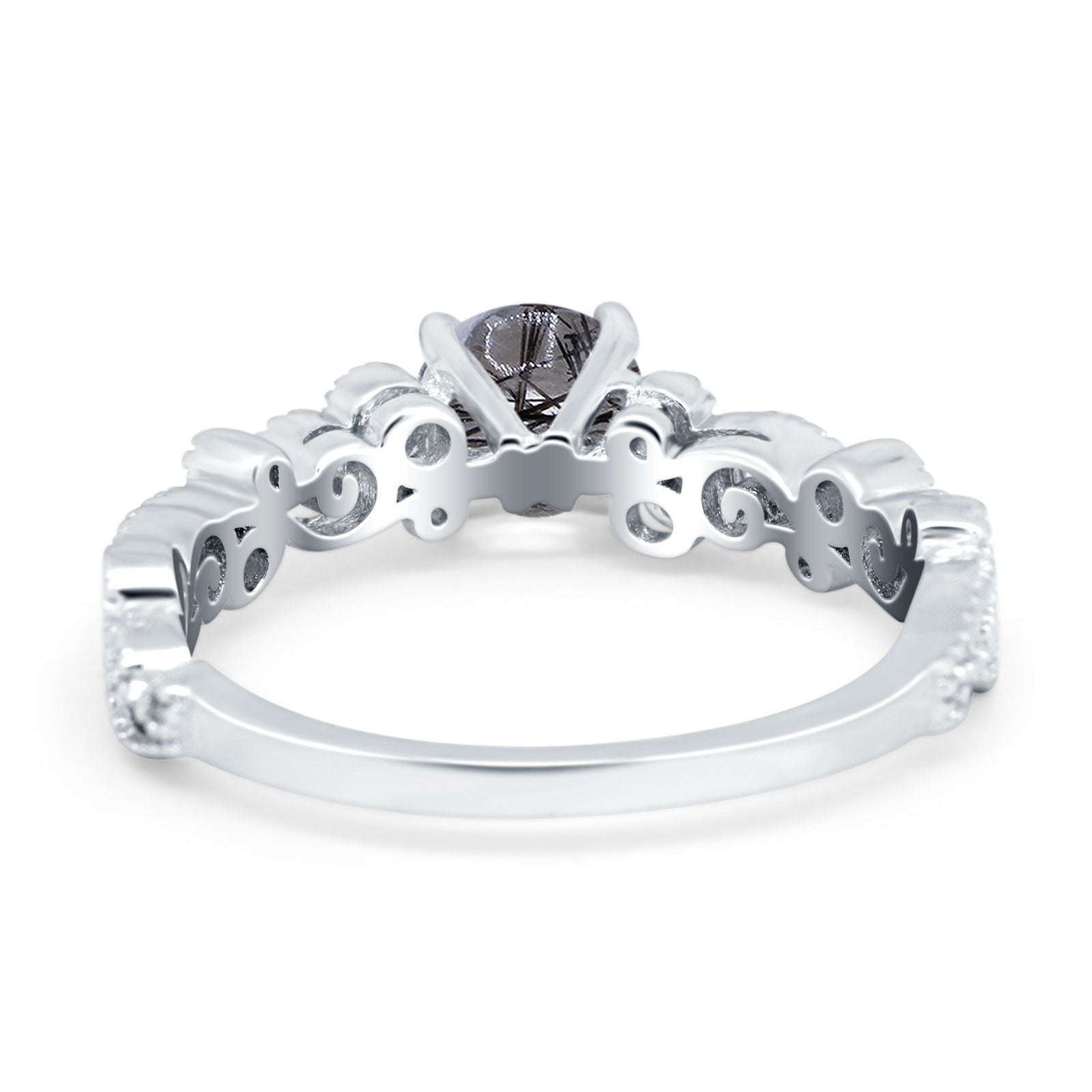 Round Natural Stone Filigree Beaded Ring
