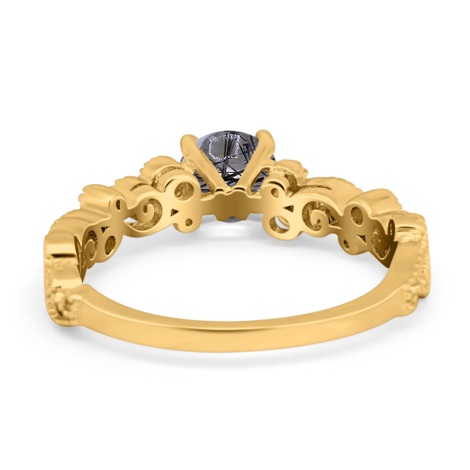Round Natural Stone Filigree Beaded Ring