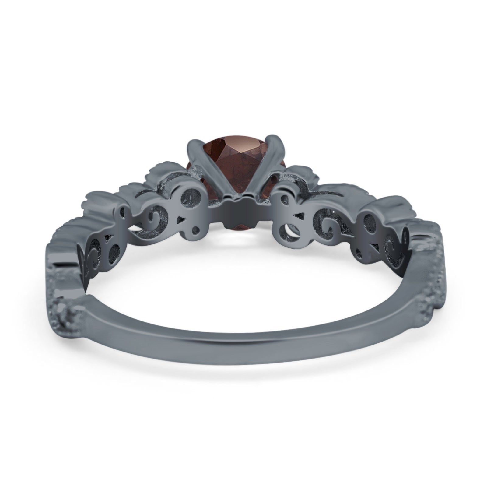 Round Natural Stone Filigree Beaded Ring