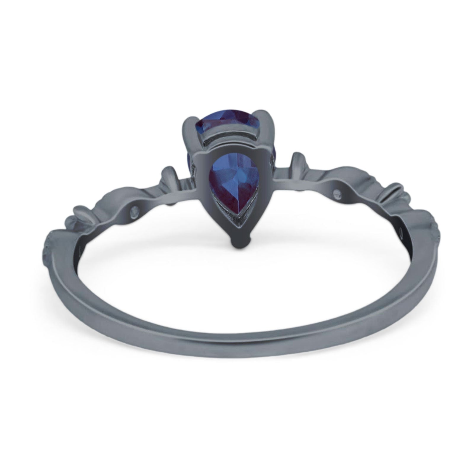 Art Deco Pear Natural Stone Wedding Ring