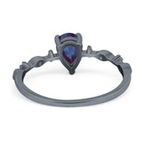 Art Deco Pear Natural Stone Wedding Ring