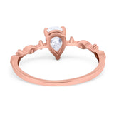 Art Deco Pear Natural Stone Wedding Ring