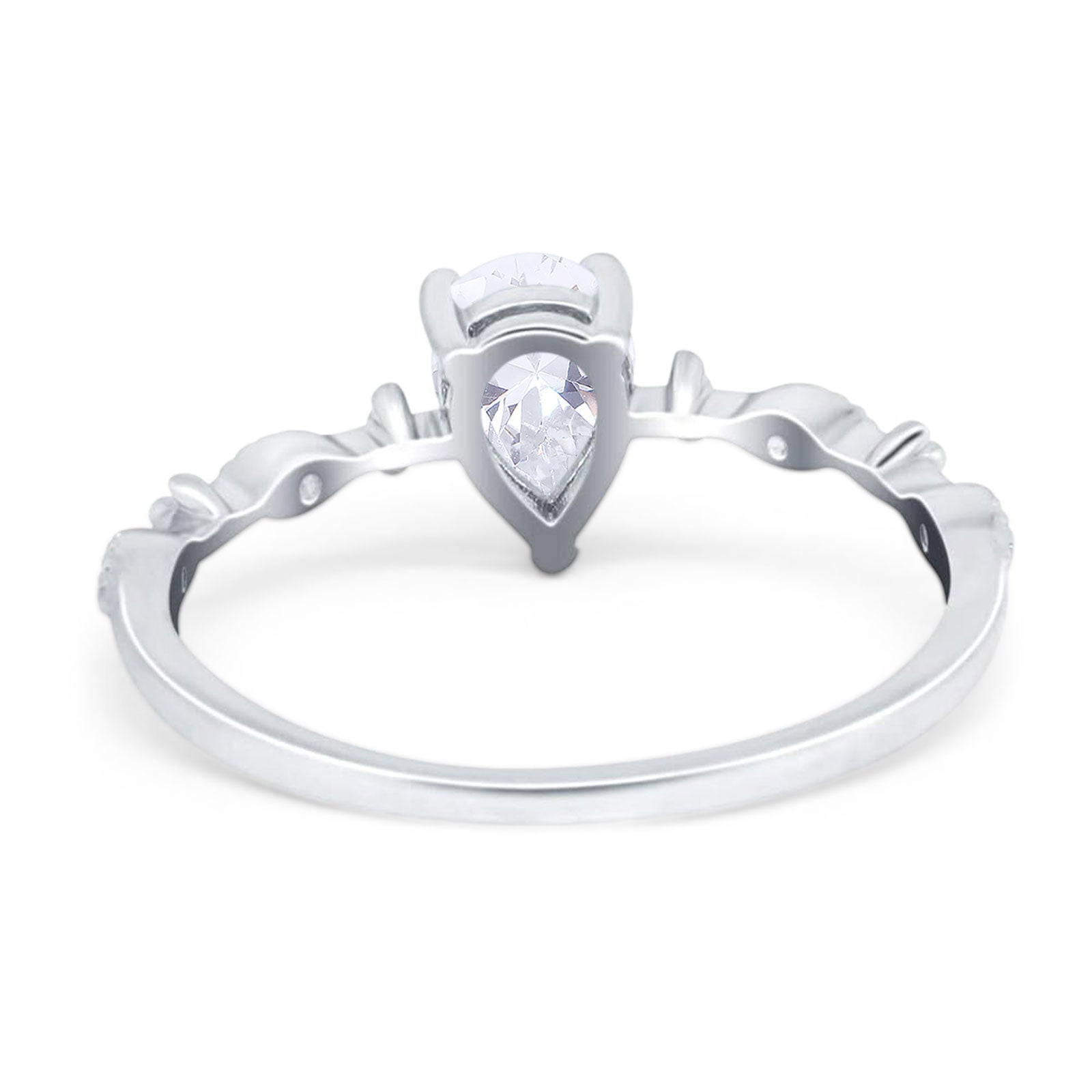 Art Deco Pear Natural Stone Wedding Ring