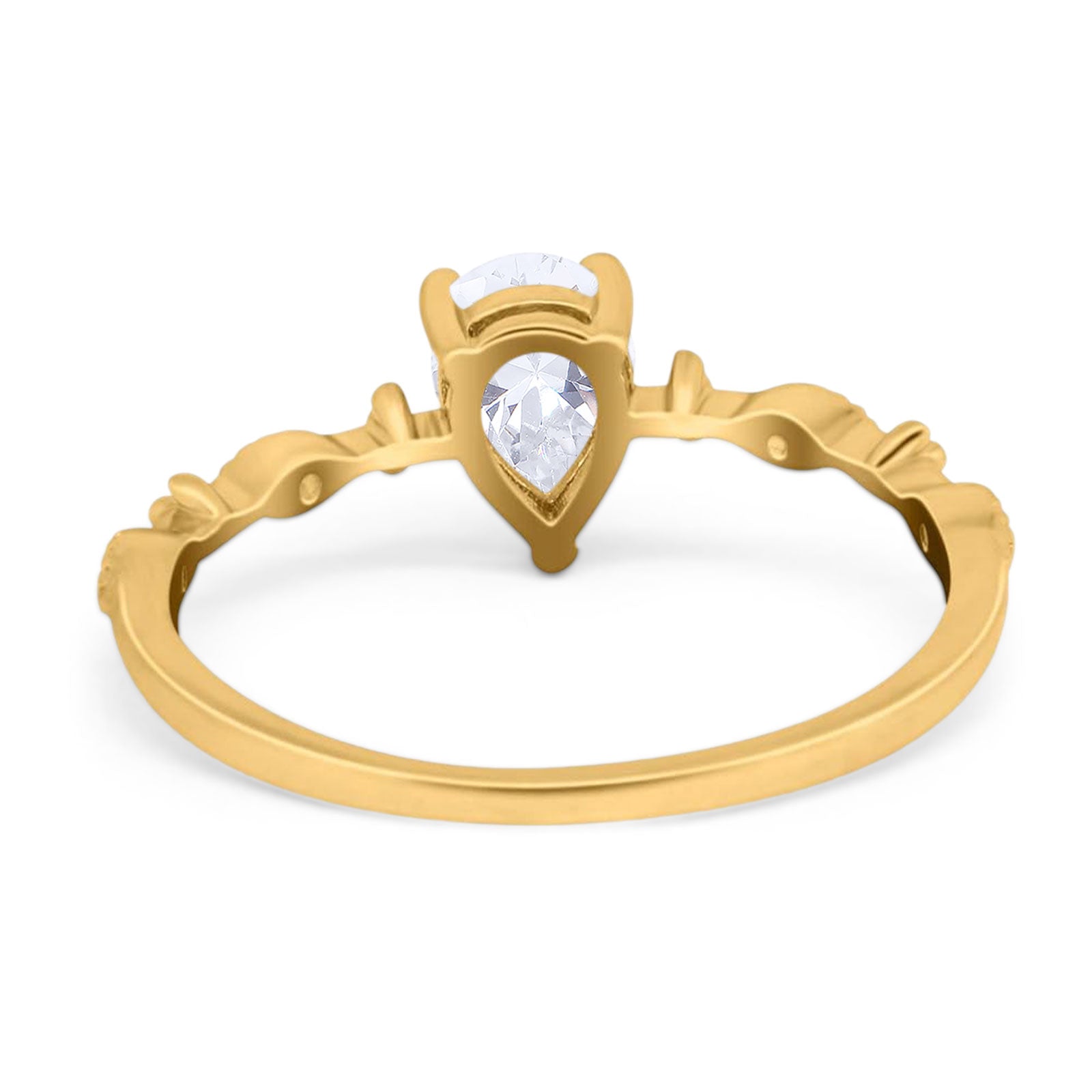 Art Deco Pear Natural Stone Wedding Ring