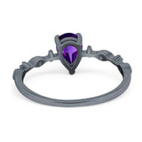 Art Deco Pear Natural Stone Wedding Ring