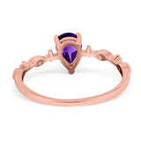 Art Deco Pear Natural Stone Wedding Ring