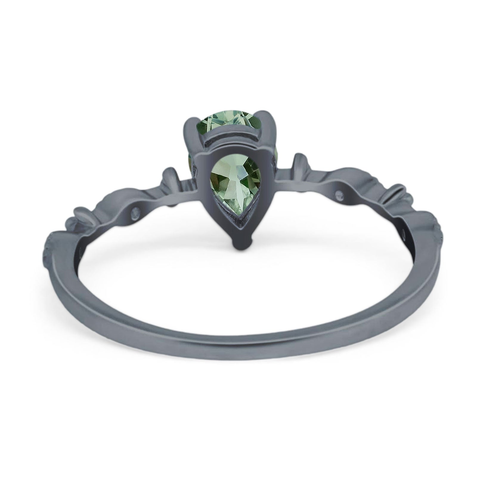 Art Deco Pear Natural Stone Wedding Ring