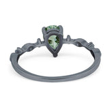 Art Deco Pear Natural Stone Wedding Ring