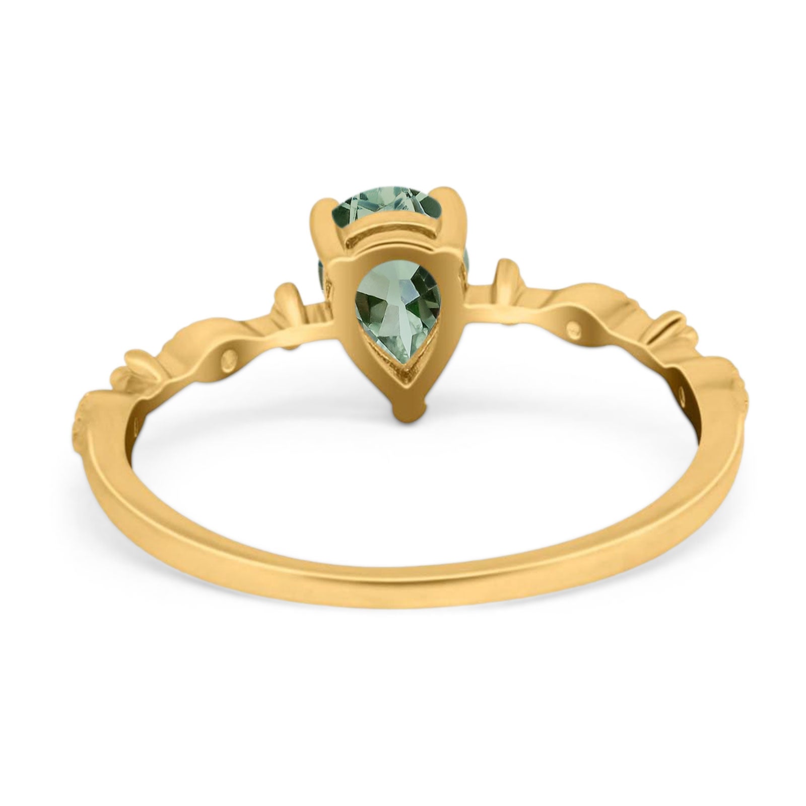 Art Deco Pear Natural Stone Wedding Ring