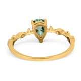 Art Deco Pear Natural Stone Wedding Ring