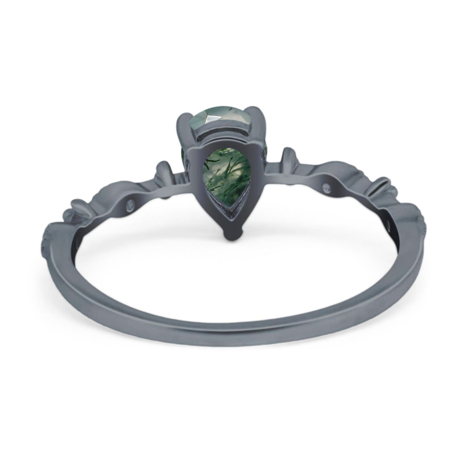 Art Deco Pear Natural Stone Wedding Ring