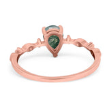 Art Deco Pear Natural Stone Wedding Ring