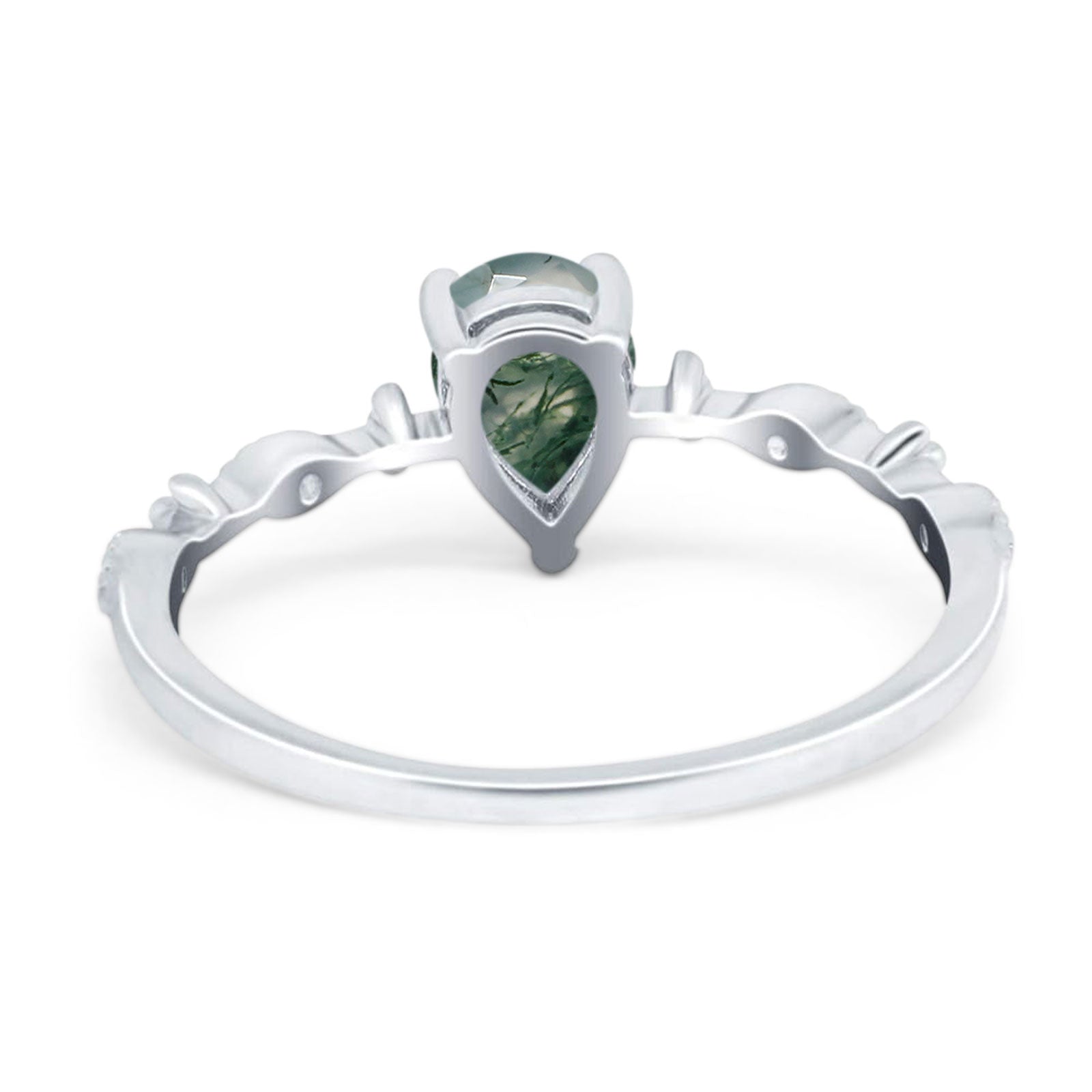 Art Deco Pear Natural Stone Wedding Ring