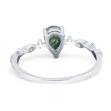 Art Deco Pear Natural Stone Wedding Ring