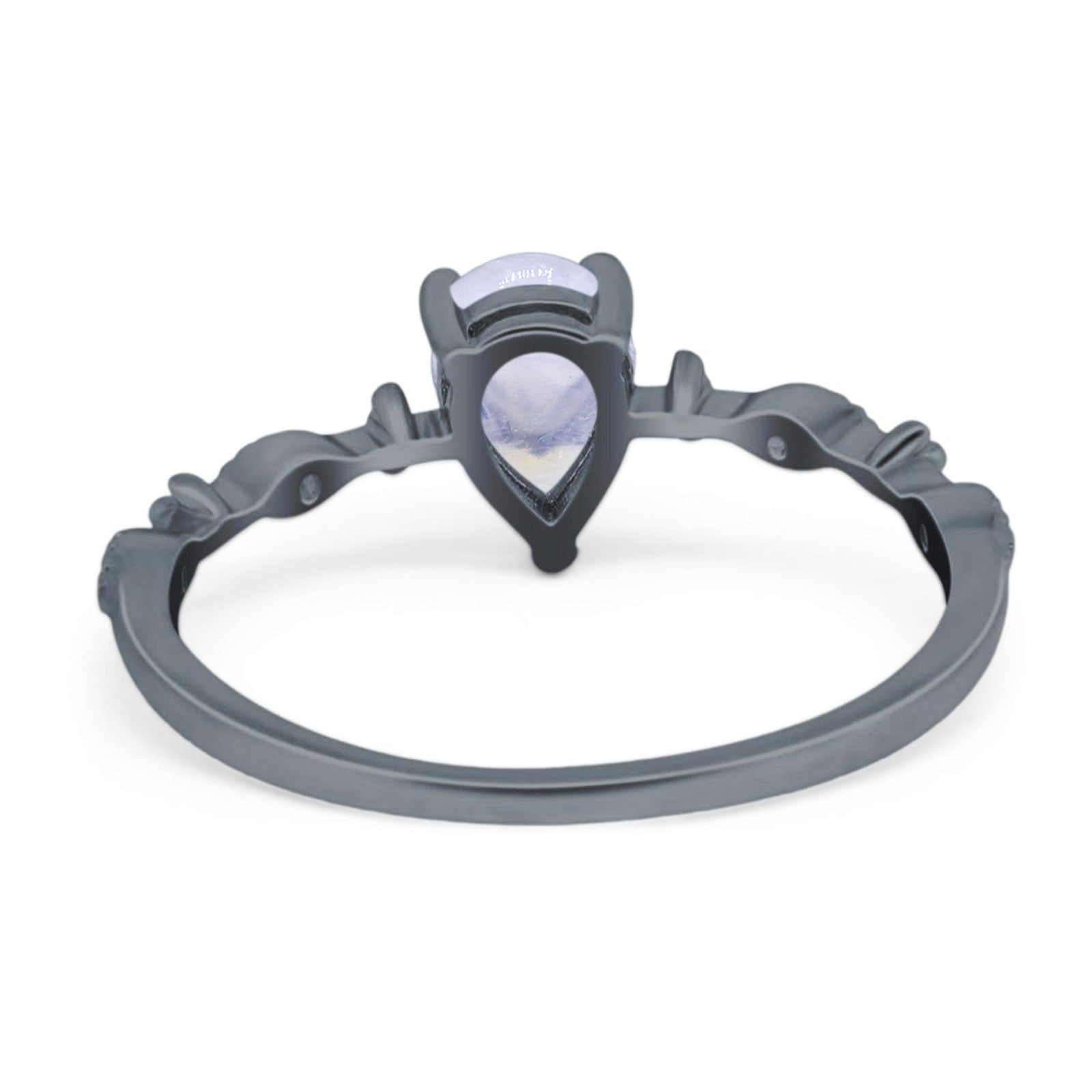 Art Deco Pear Natural Stone Wedding Ring