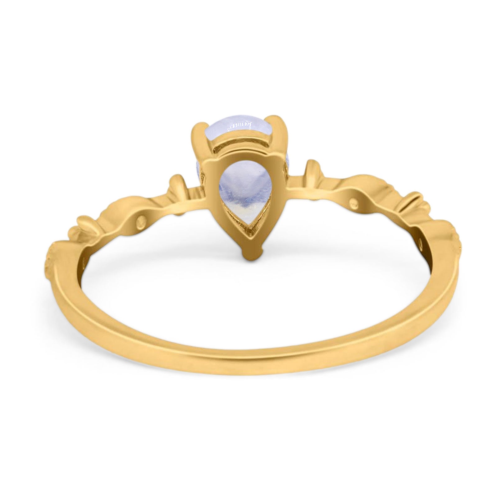 Art Deco Pear Natural Stone Wedding Ring